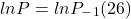 \[ ln P = ln P_-_1 (26)\]