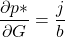 \[ \frac{ \partial p \ast}{ \partial G} = \frac{j}{b}\]