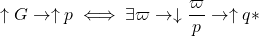 \[ \uparrow G \to \uparrow p \iff \exists \varpi \to \downarrow \frac{ \varpi}{p} \to \uparrow q \ast\]