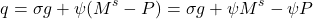 \[ q = \sigma g + \psi (M^s - P) = \sigma g + \psi M^s - \psi P\]