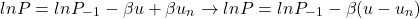 \[ ln P = ln P_-_1 - \beta u + \beta u_n \to ln P = ln P_-_1 - \beta (u - u_n)\]