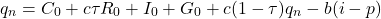 \[ q_n = C_0 + c \tau R_0 + I_0 + G_0 + c( 1 - \tau ) q_n - b (i - p)\]