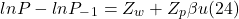 \[ln P - ln P_-_1 = Z_w + Z_p \beta u (24)\]